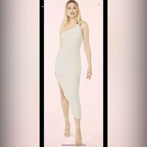 Revolve Likely Harley One Shoulder Asymmetrical Dress in Cream Size 10 NWT‎